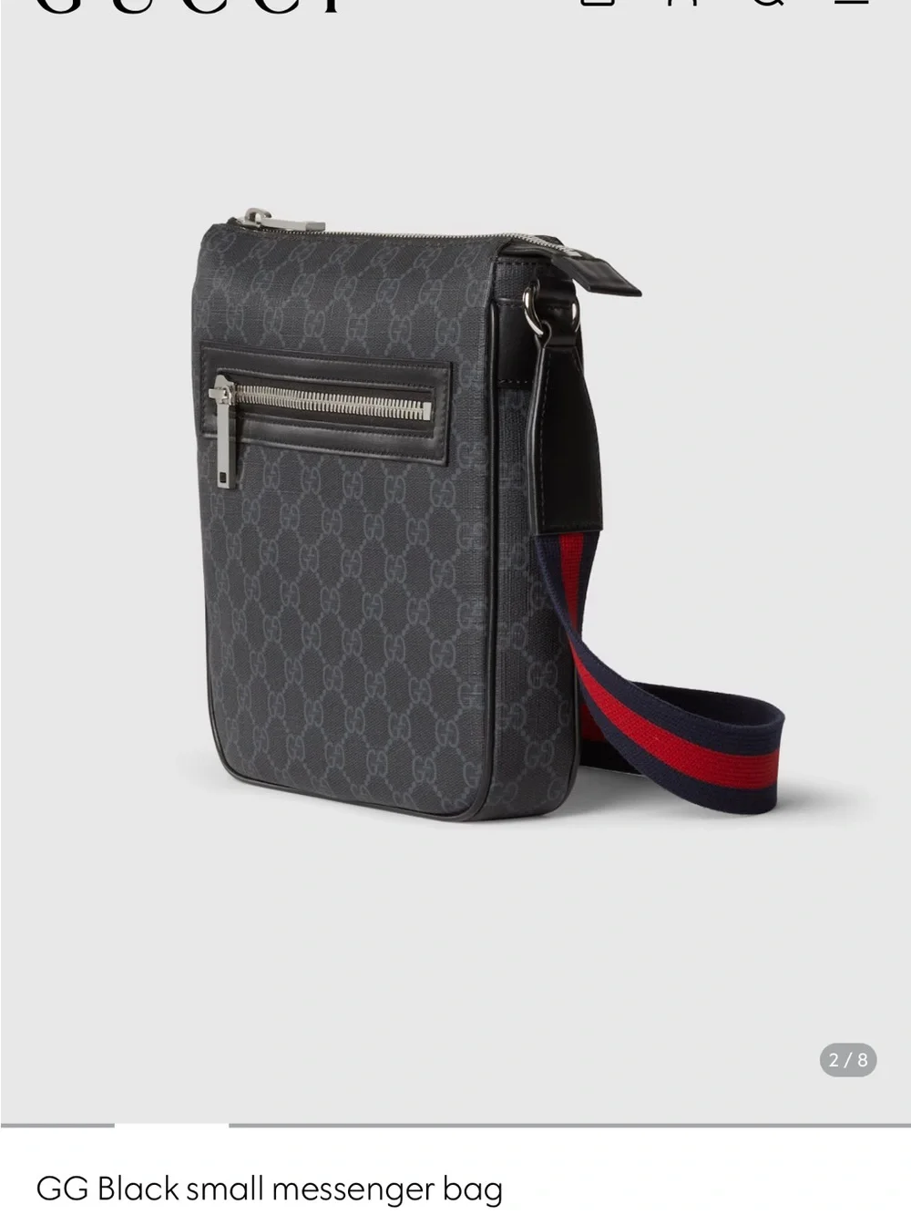 Gucci Black Monogram Messenger with Red-Trim Web Strap